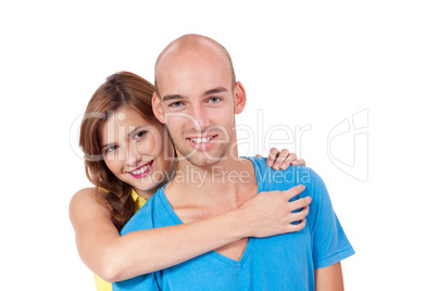 young smiling couple in love portrait isolated