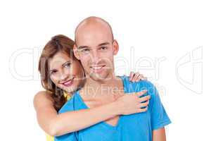 young smiling couple in love portrait isolated