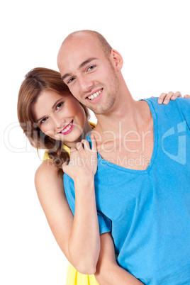 young smiling couple in love portrait isolated