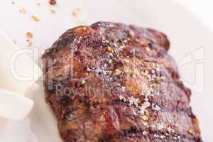 Grilled beef steak with seasoning