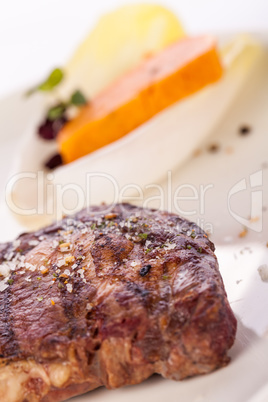 Grilled beef steak with seasoning