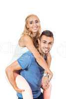 young smiling couple in love portrait isolated