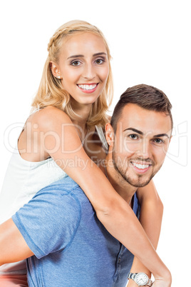 young smiling couple in love portrait isolated