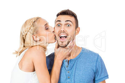 young smiling couple in love portrait isolated