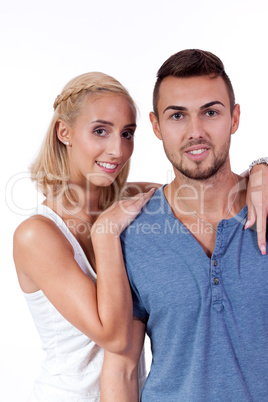 young smiling couple in love portrait isolated