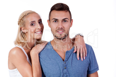 young smiling couple in love portrait isolated