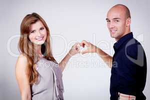 young attractive couple in love embracing portrait