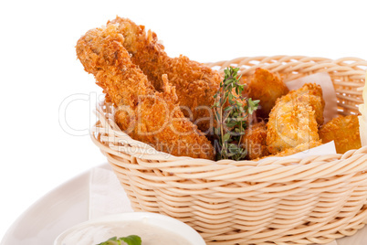 Crisp crunchy golden chicken legs and wings
