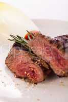 Succulent medium rare beef steak