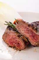 Succulent medium rare beef steak