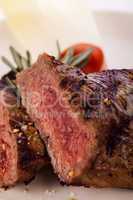 Succulent medium rare beef steak