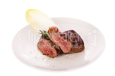 Succulent medium rare beef steak