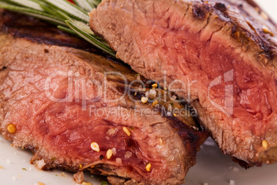 Succulent medium rare beef steak