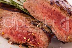 Succulent medium rare beef steak