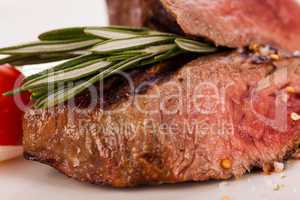 Succulent medium rare beef steak