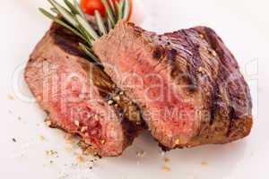 Succulent medium rare beef steak