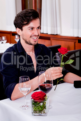 happy couple in restaurant romantic date