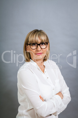 Scholarly attractive woman in glasses