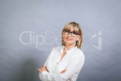 Scholarly attractive woman in glasses