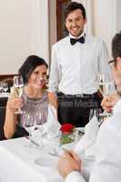 young smiling couple at the restaurant