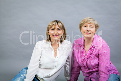 Senior lady with her middle-aged daughter