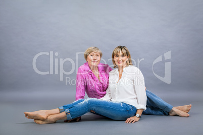 Senior lady with her middle-aged daughter