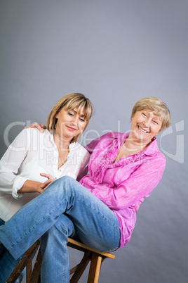 Senior lady with her middle-aged daughter