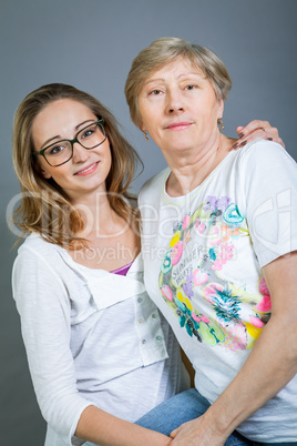Loving grandmother and granddaughter