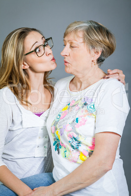 Loving grandmother and granddaughter