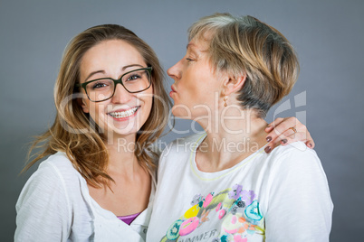 Loving grandmother and granddaughter
