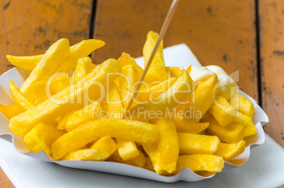 Pommes frites, French fries,Patatas Bravas,