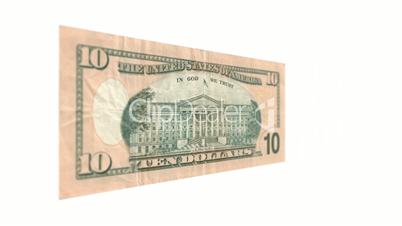 Ten American Dollar Bill Rotating