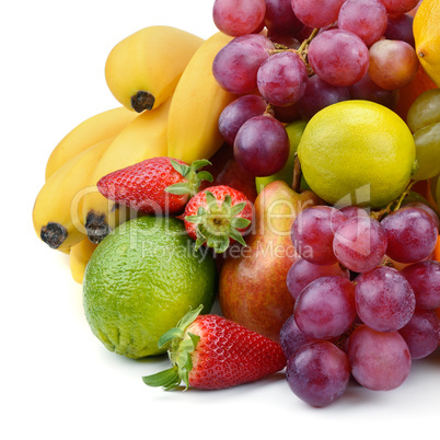 set of fruits isolated on white background