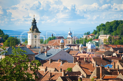 Old Brasov city buildings roof