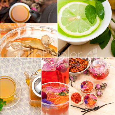 collection of different herbal tea infusion collage