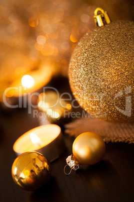 Warm gold and red Christmas candlelight background