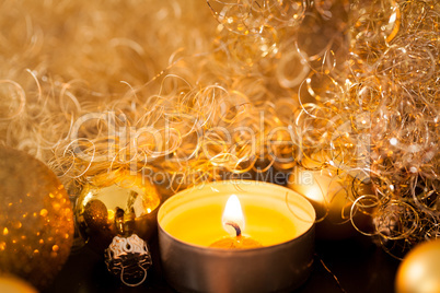 Warm gold and red Christmas candlelight background