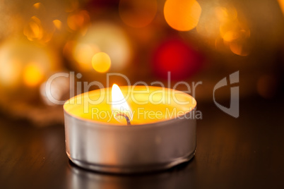 Warm gold and red Christmas candlelight background