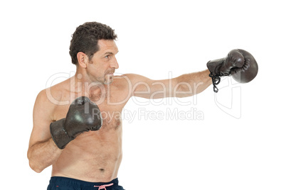 adult smiling man boxing sport gloves boxer isolated