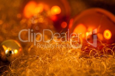 Warm gold and red Christmas candlelight background