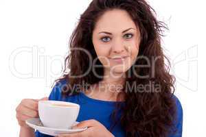 beautiful young woman with cup of coffee