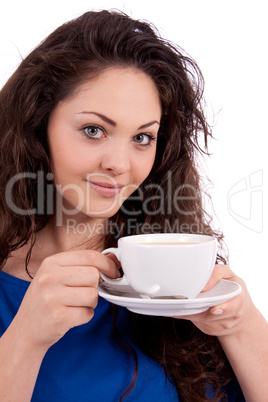 beautiful young woman with cup of coffee