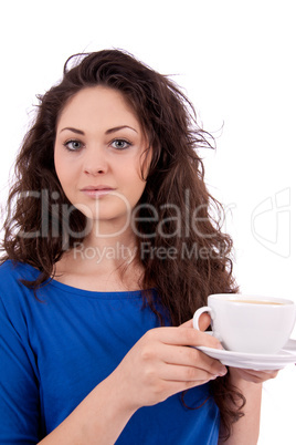 beautiful young woman with cup of coffee