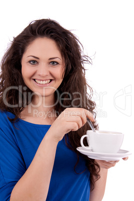 beautiful young woman with cup of coffee