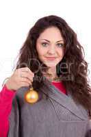 beautiful brunette smiling woman with christmas decoration