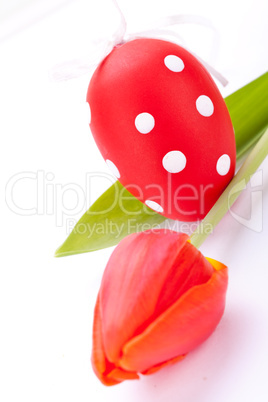 Colourful red Easter still life