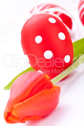 Colourful red Easter still life