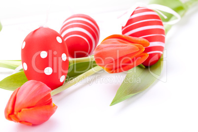 Colourful red Easter still life