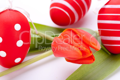 Colourful red Easter still life