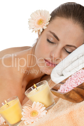 attractive helathy caucasian woman hot stone massage wellness